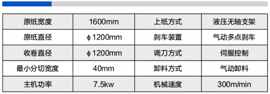 原紙分切復(fù)卷機(jī)參數(shù)